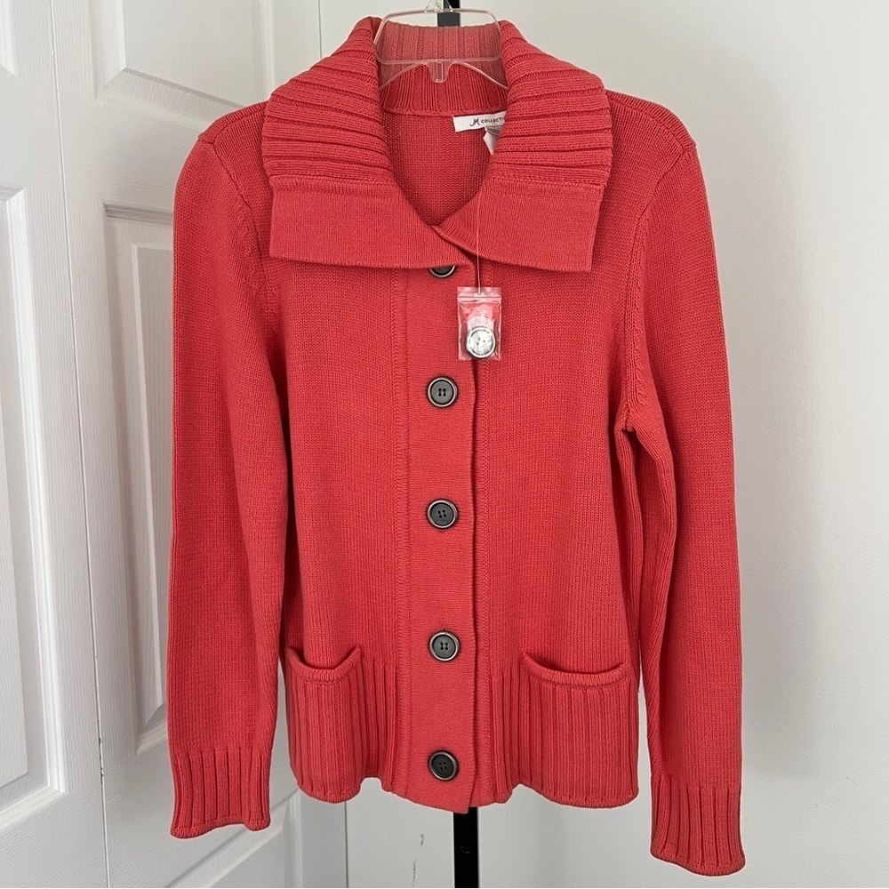 JM Collection Coral Knit Sweater Size Medium